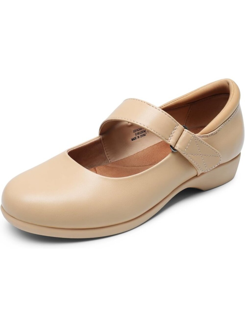 Dream Pairs Women's Nude Round Toe Adjustable Ankle Strap Mary Jane Flats
